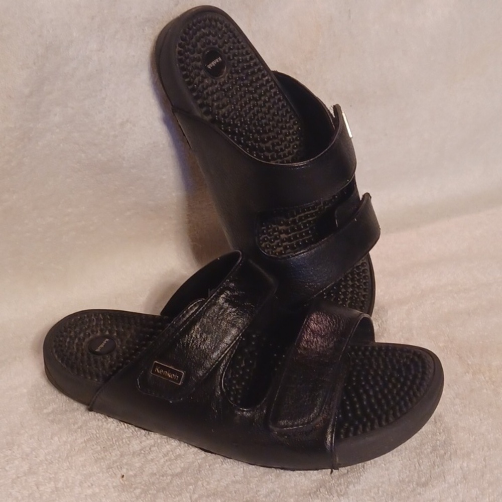Kenkoh Serenity 2 reflexology massage black sandals slides size 36